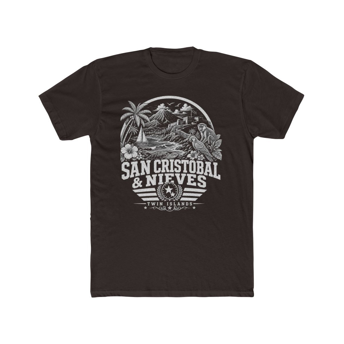 San Cristóbal y Nieves Men's Tee — Solid Dark Chocolate
