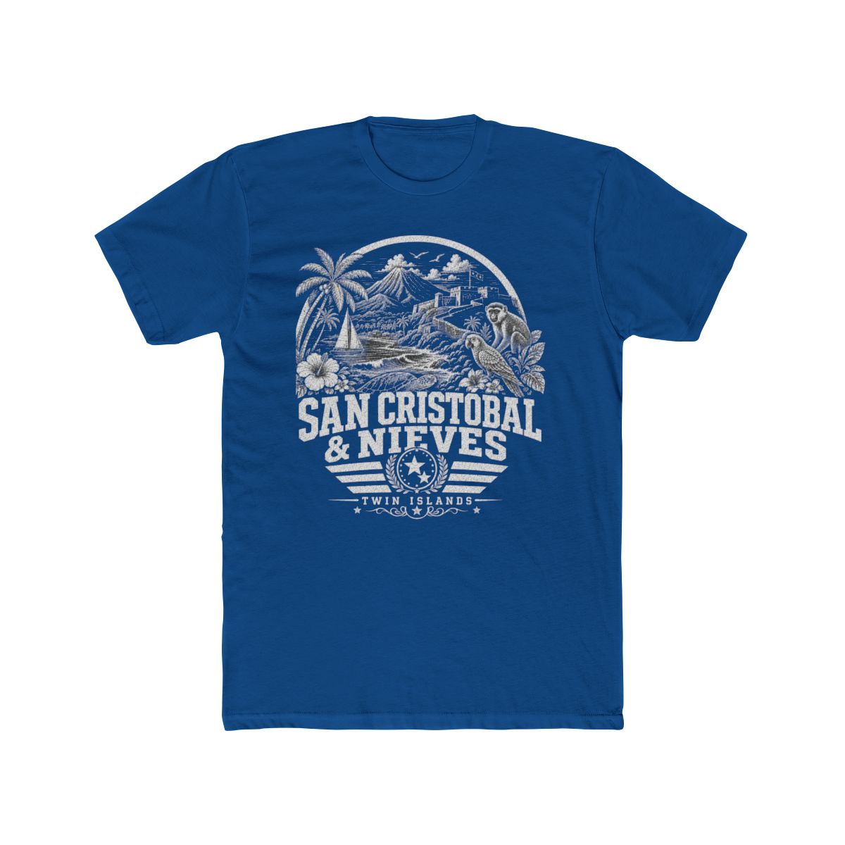 San Cristóbal y Nieves Men's Tee — Solid Cool Blue