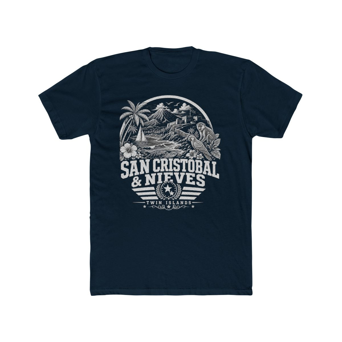 San Cristóbal y Nieves Men's Tee — Solid Midnight Navy