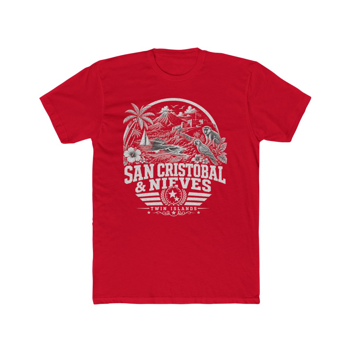 San Cristóbal y Nieves Men's Tee — Solid Red