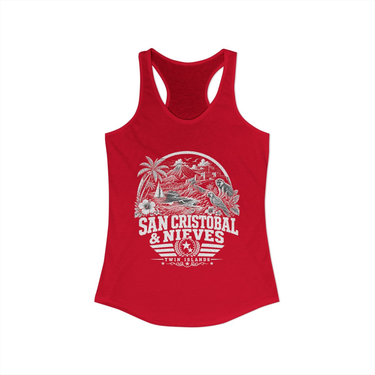 San Cristóbal y Nieves Women's Tank Top — Solid Red (front)