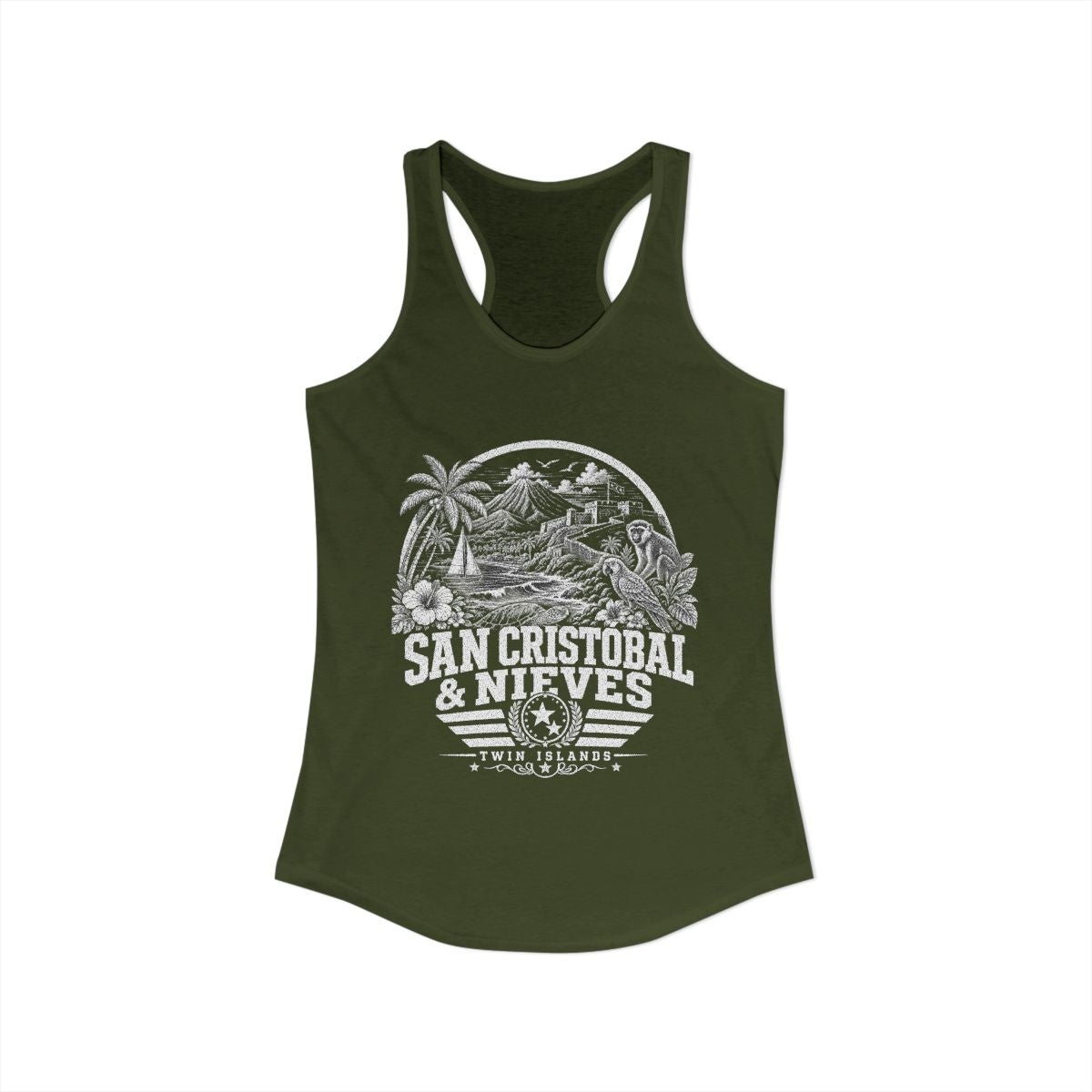 San Cristóbal y Nieves Women's Tank Top — Solid Military Green (front)