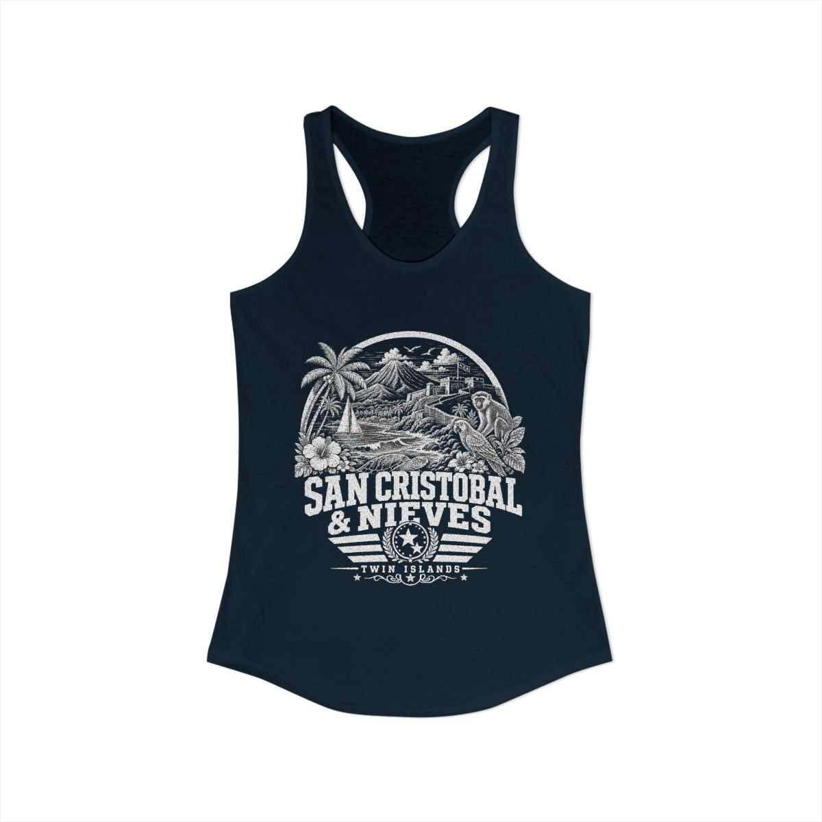 San Cristóbal y Nieves Women's Tank Top — Solid Midnight Navy (front)
