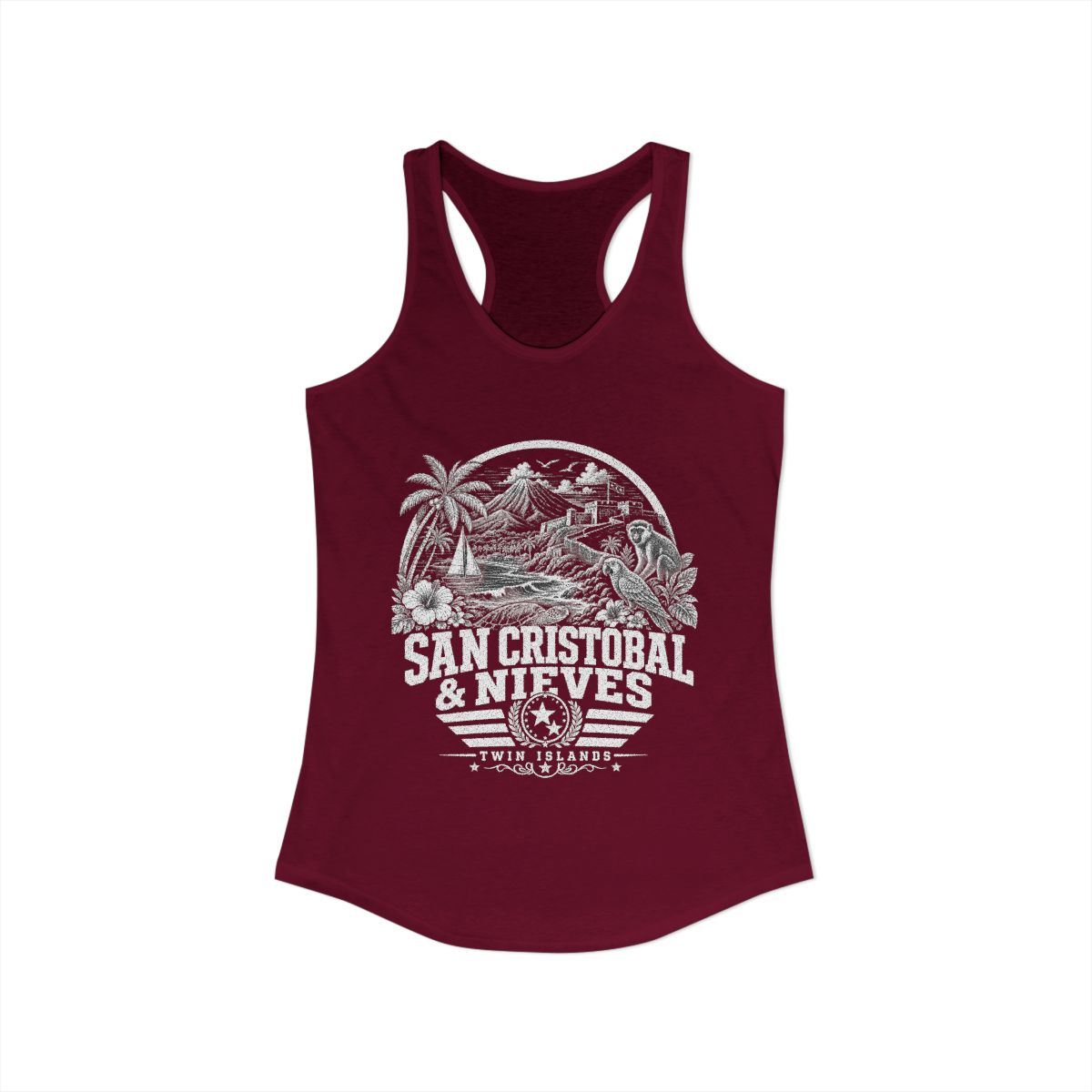 San Cristóbal y Nieves Women's Tank Top — Solid Cardinal Red (front)