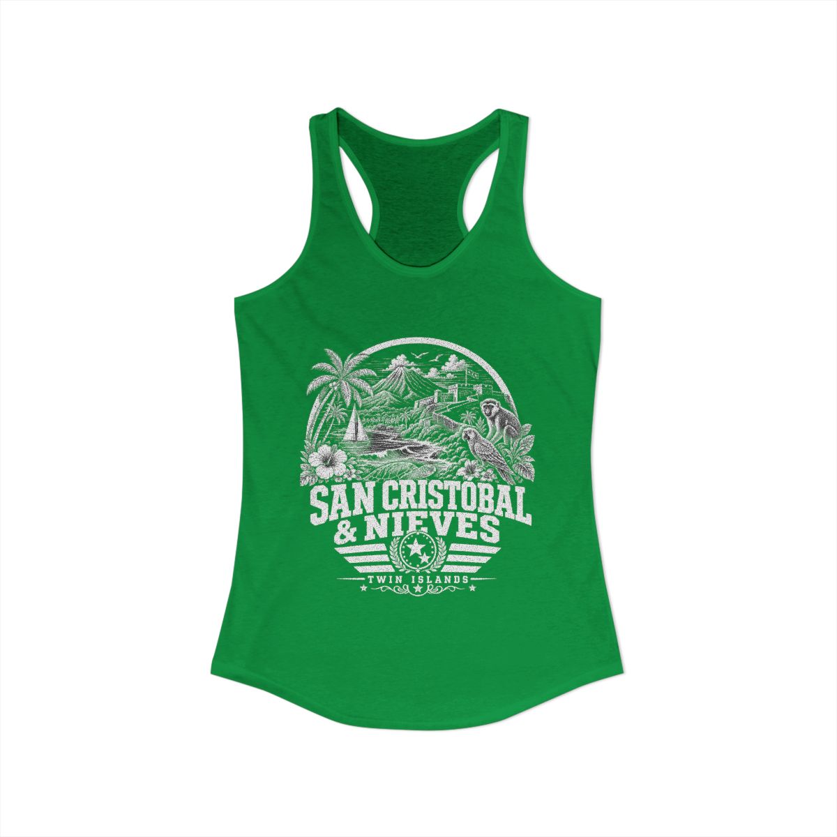 San Cristóbal y Nieves Women's Tank Top — Solid Kelly Green (front)
