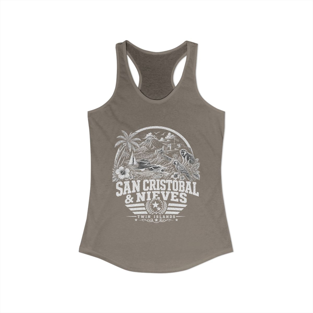 San Cristóbal y Nieves Women's Tank Top — Solid Warm Gray (front)
