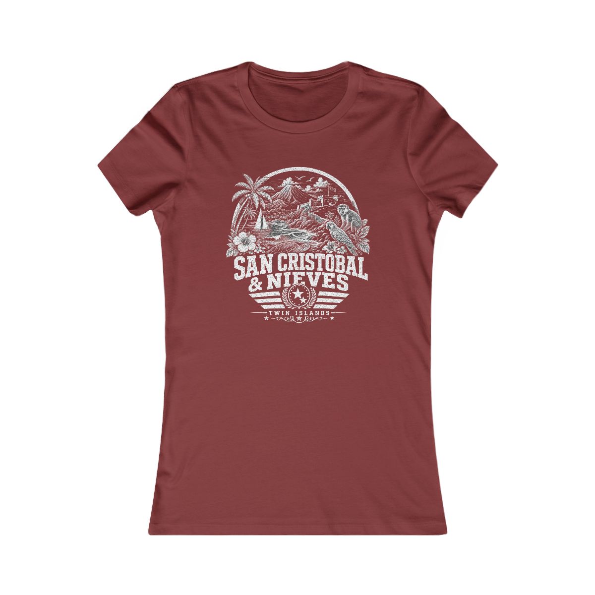 San Cristóbal y Nieves Women's Tee — Cardinal
