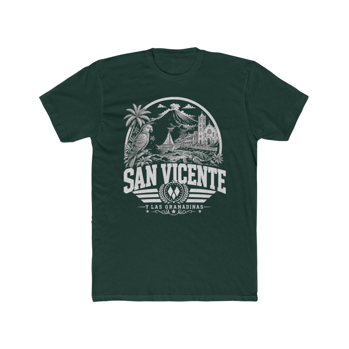 San Vicente & Las Granadinas Men's Tee — Solid Forest Green
