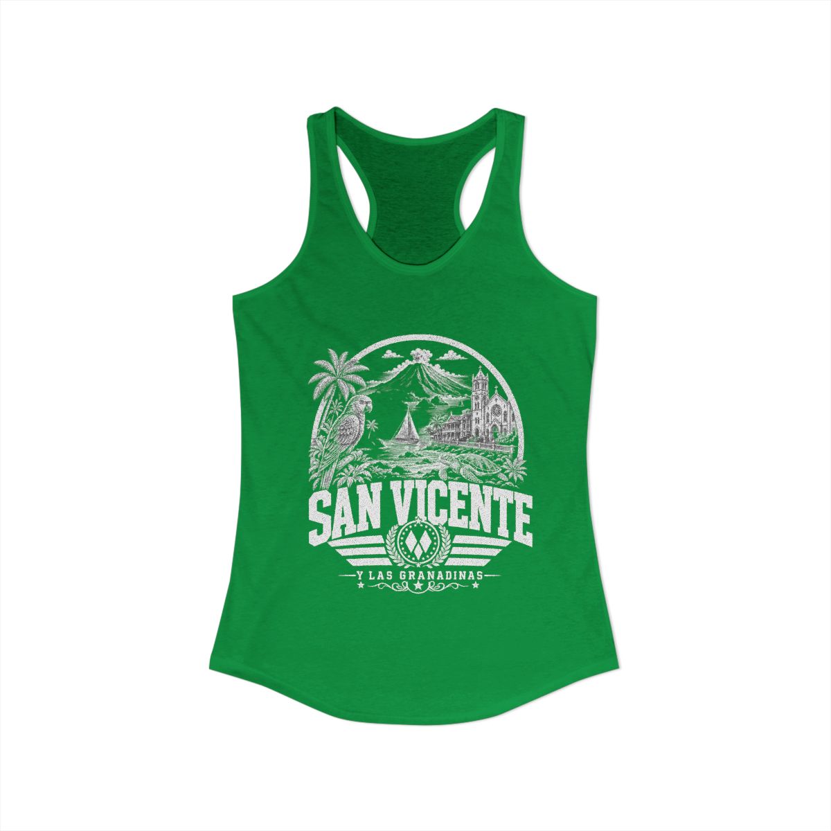 San Vicente & Las Granadinas Women's Tank Top — Solid Kelly Green (front)