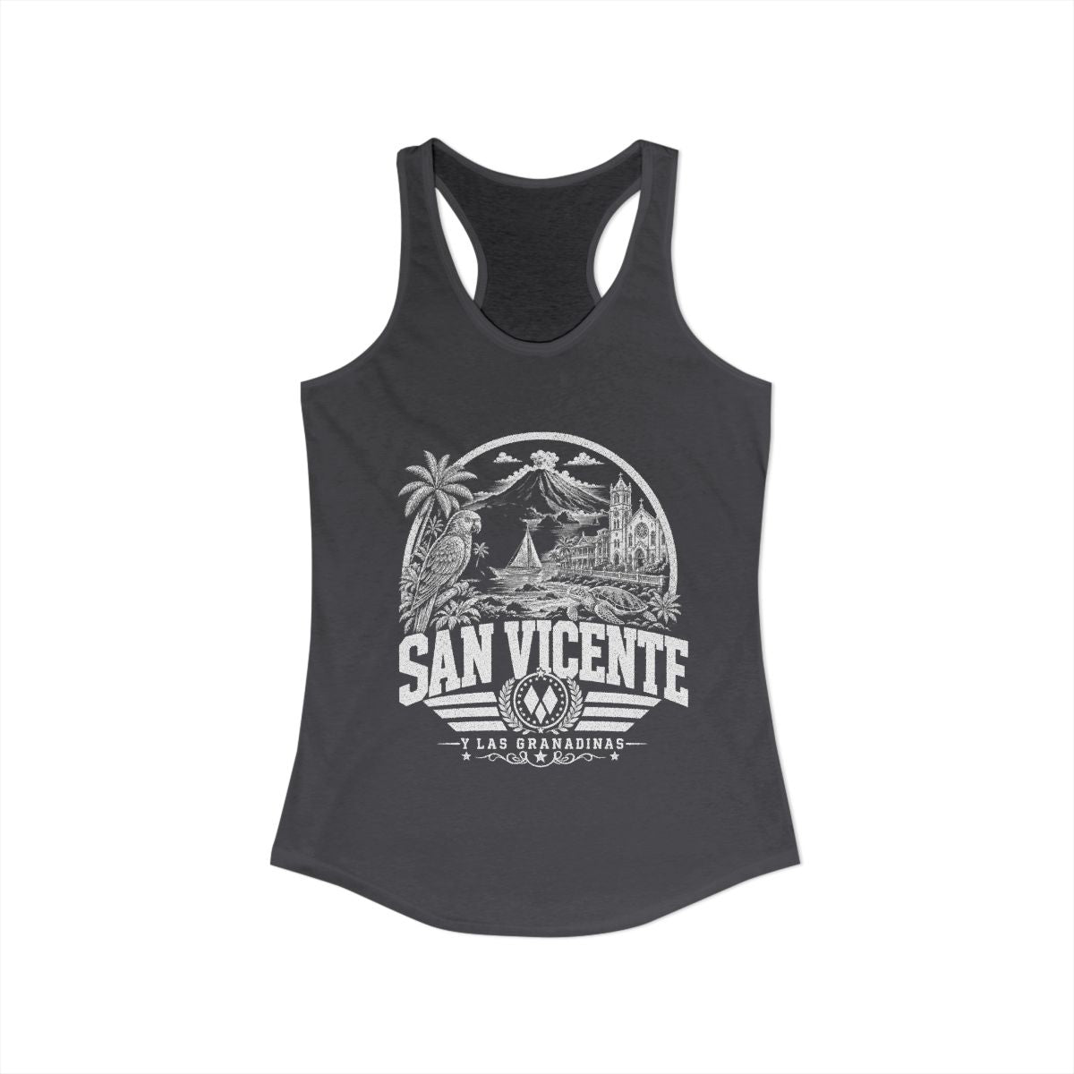 San Vicente & Las Granadinas Women's Tank Top — Solid Dark Gray (front)