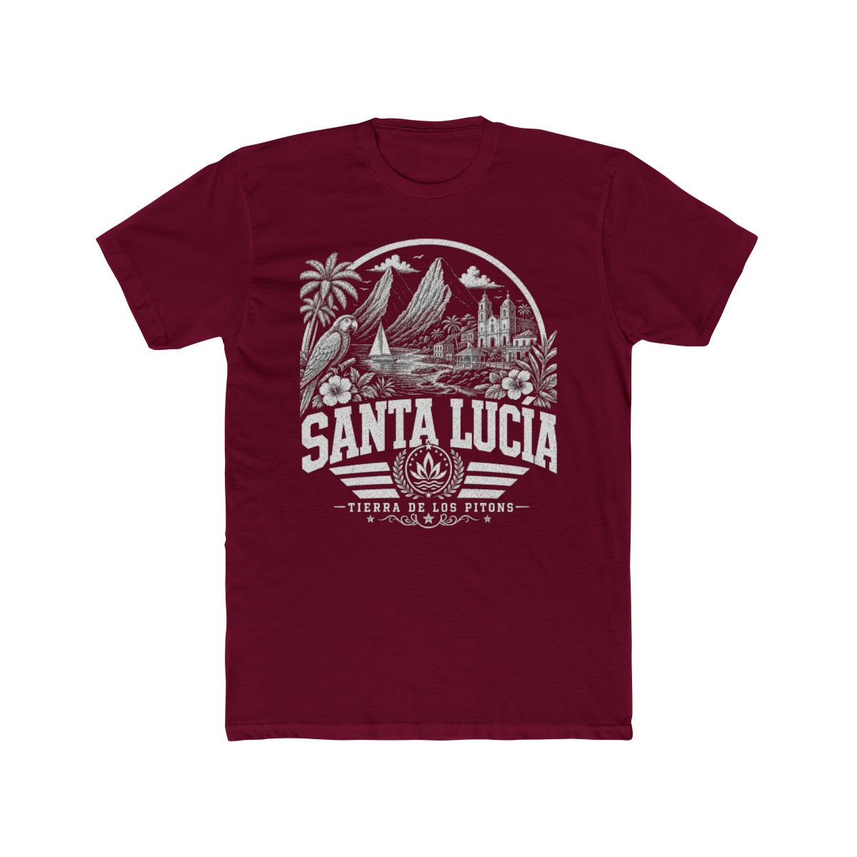 Santa Lucia Men's Tee — Solid Cardinal Red