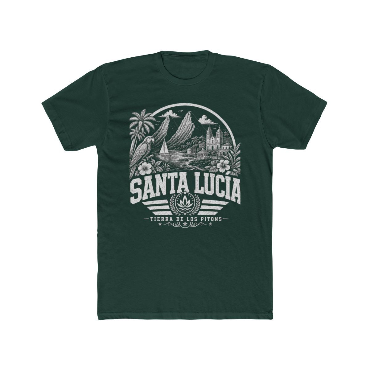 Santa Lucia Men's Tee — Solid Forest Green