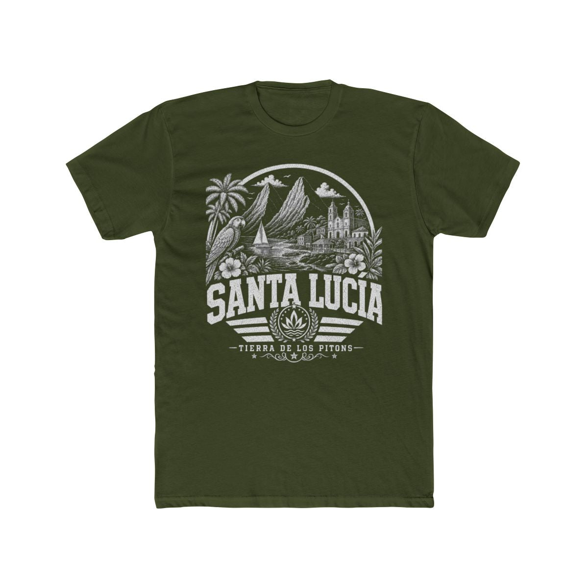 Santa Lucia Men's Tee — Solid Military Green