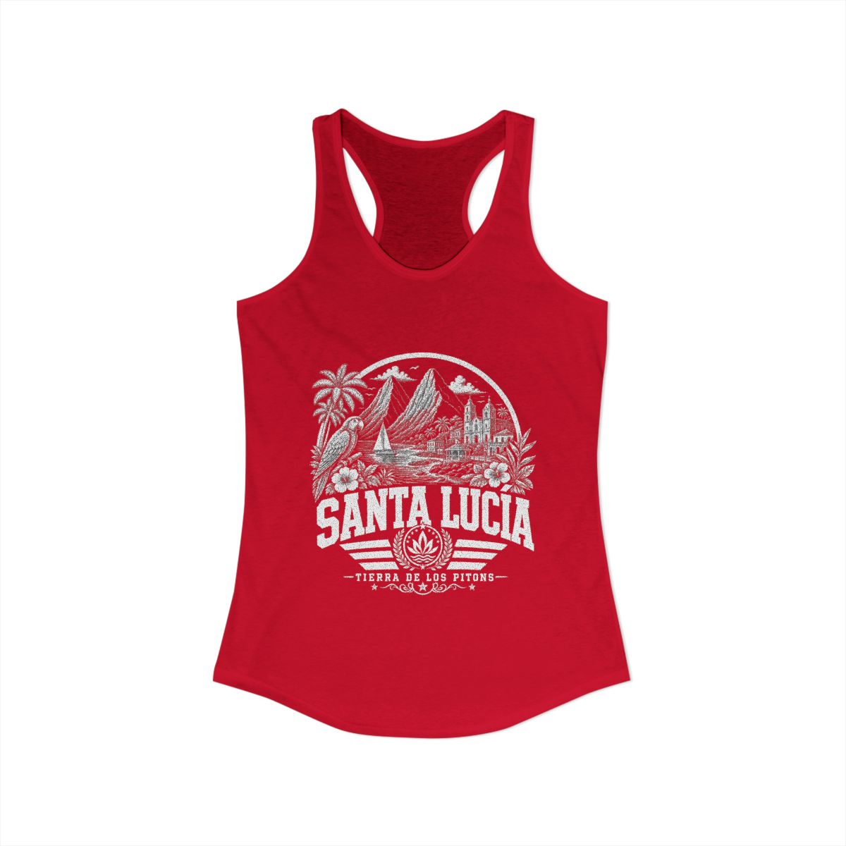 Santa Lucia Women's Tank Top — Solid Red (front)