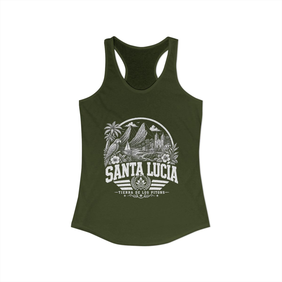 Santa Lucia Women's Tank Top — Solid Military Green (front)
