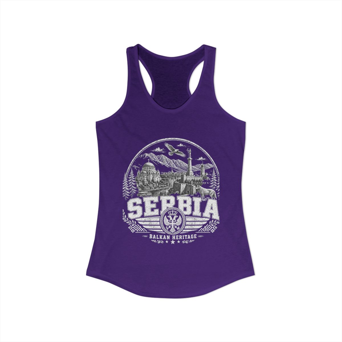 Serbia vintage landmarks tank top — iconic landmark design | Nameshi Destinations (view 15)
