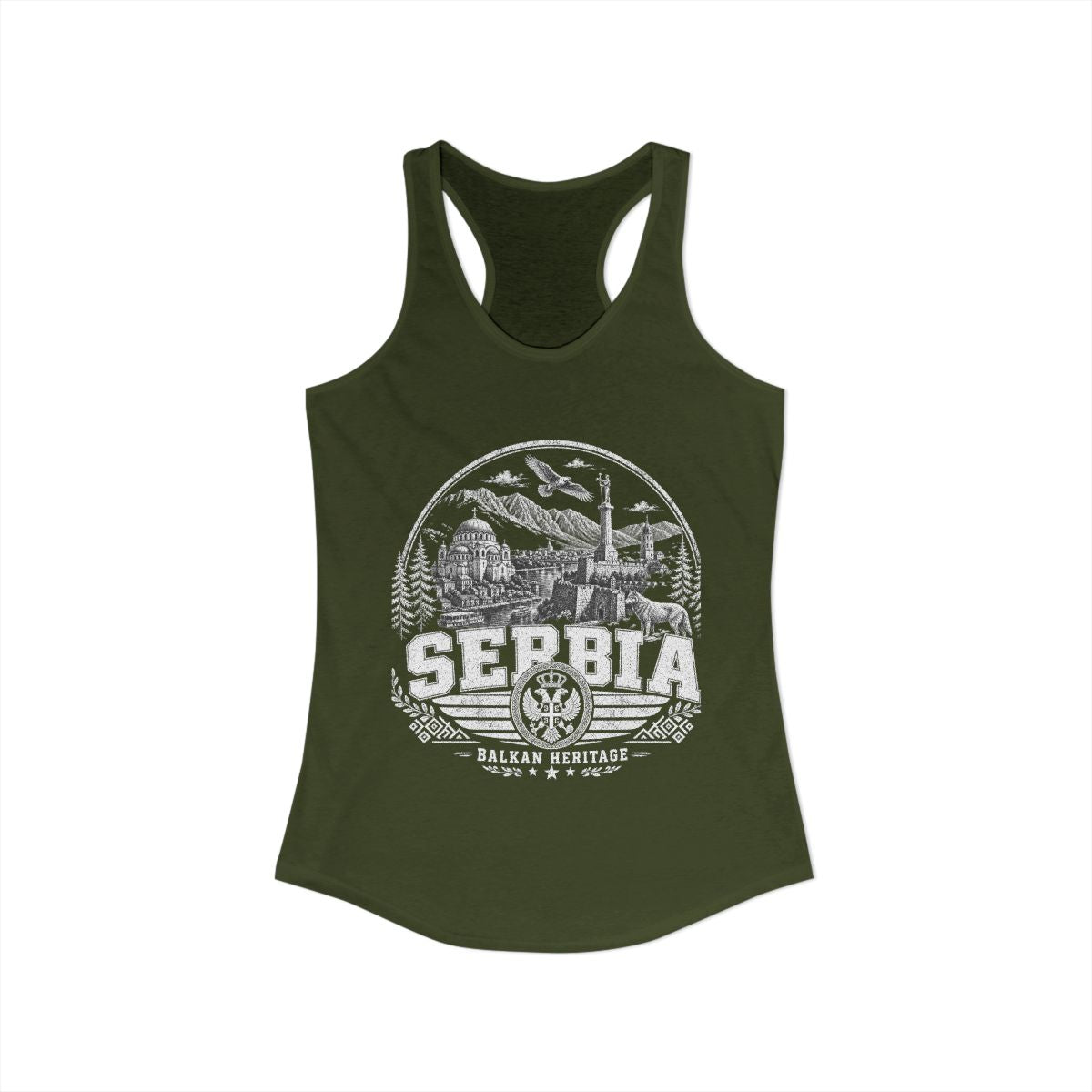 Serbia vintage landmarks tank top — iconic landmark design | Nameshi Destinations (view 11)