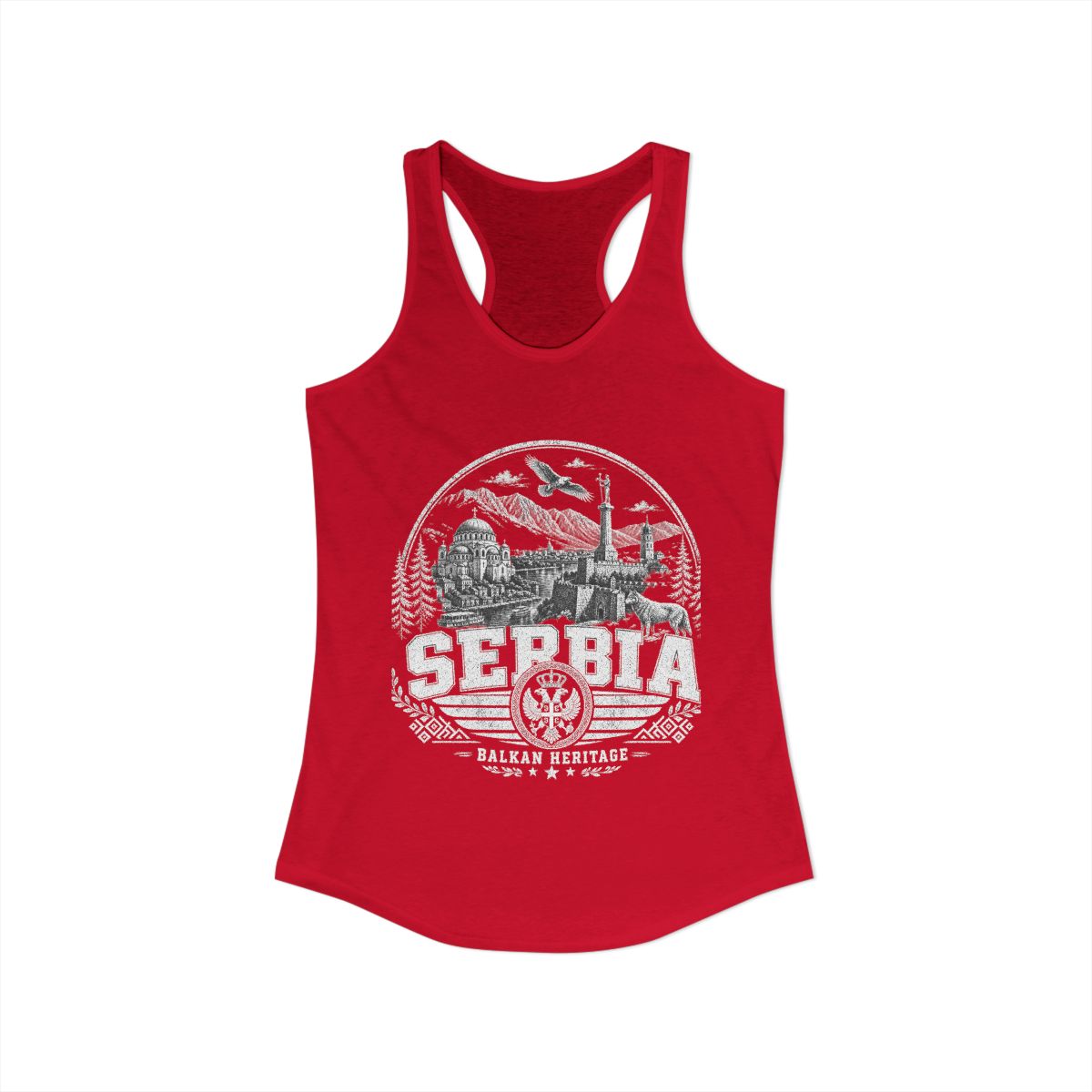 Serbia vintage landmarks tank top — iconic landmark design | Nameshi Destinations (view 17)