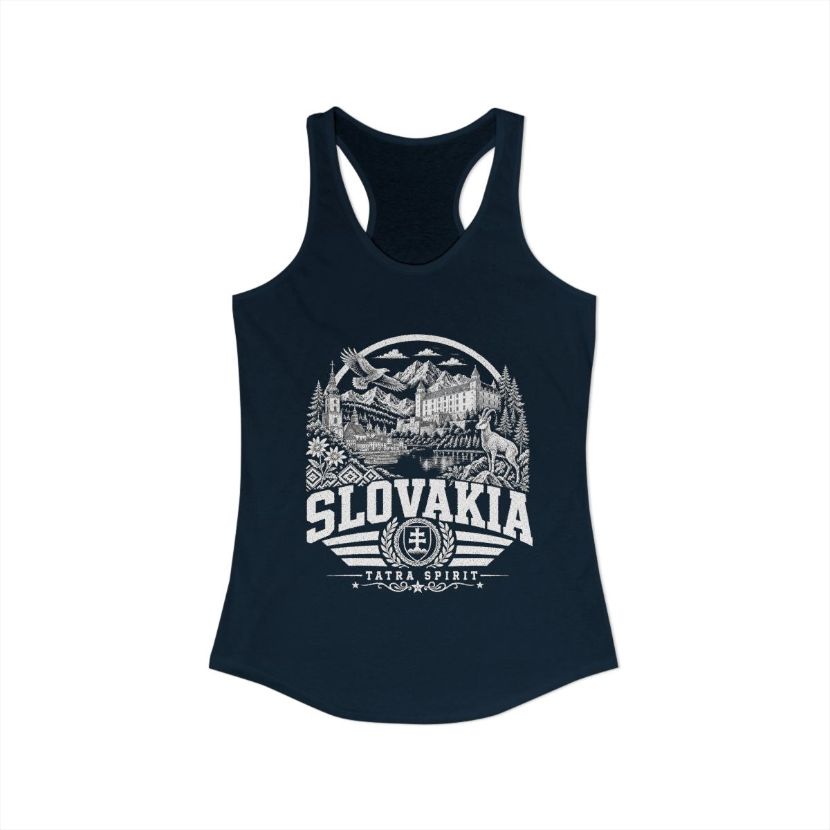 Slovakia Women's Tank Top — Solid Midnight Navy (front)