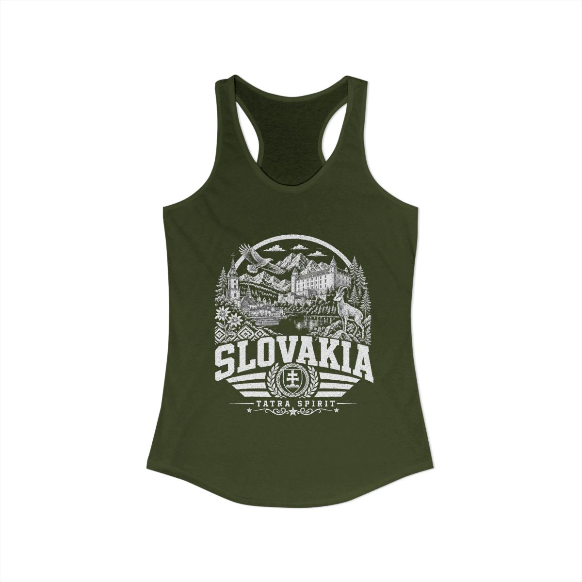 Slovakia Women's Tank Top — Solid Military Green (front)