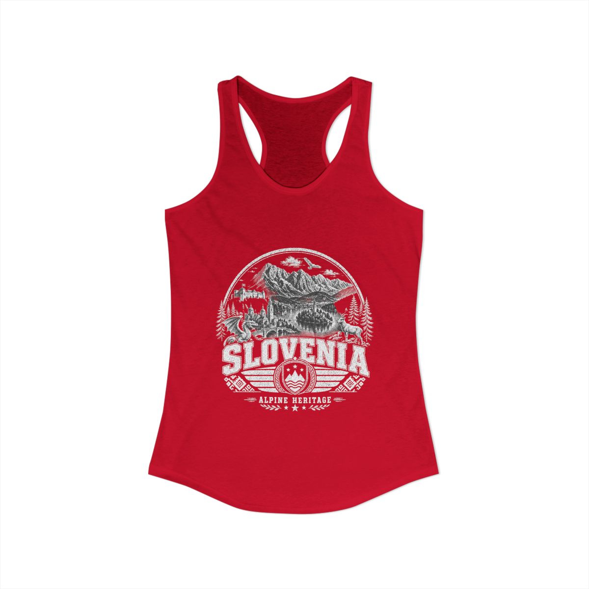Slovenia vintage landmarks tank top — iconic landmark design | Nameshi Destinations (view 17)