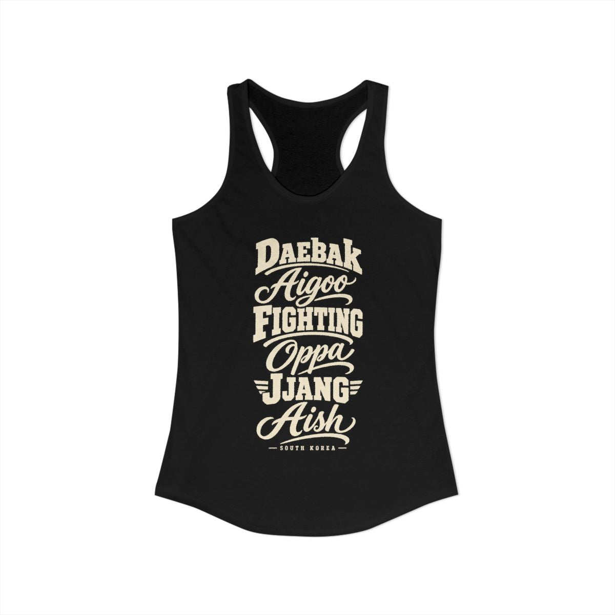 South Korea local slang women's tank top — typographic sayings design | Nameshi Destinations (view 1)