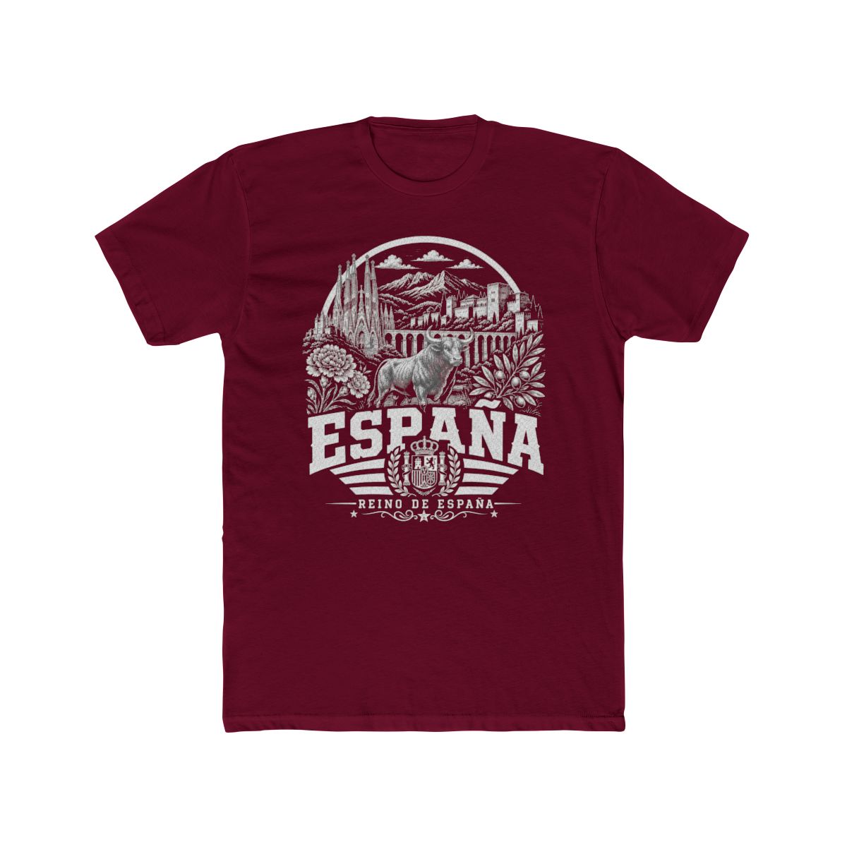 Spain Men's Tee — Solid Cardinal Red