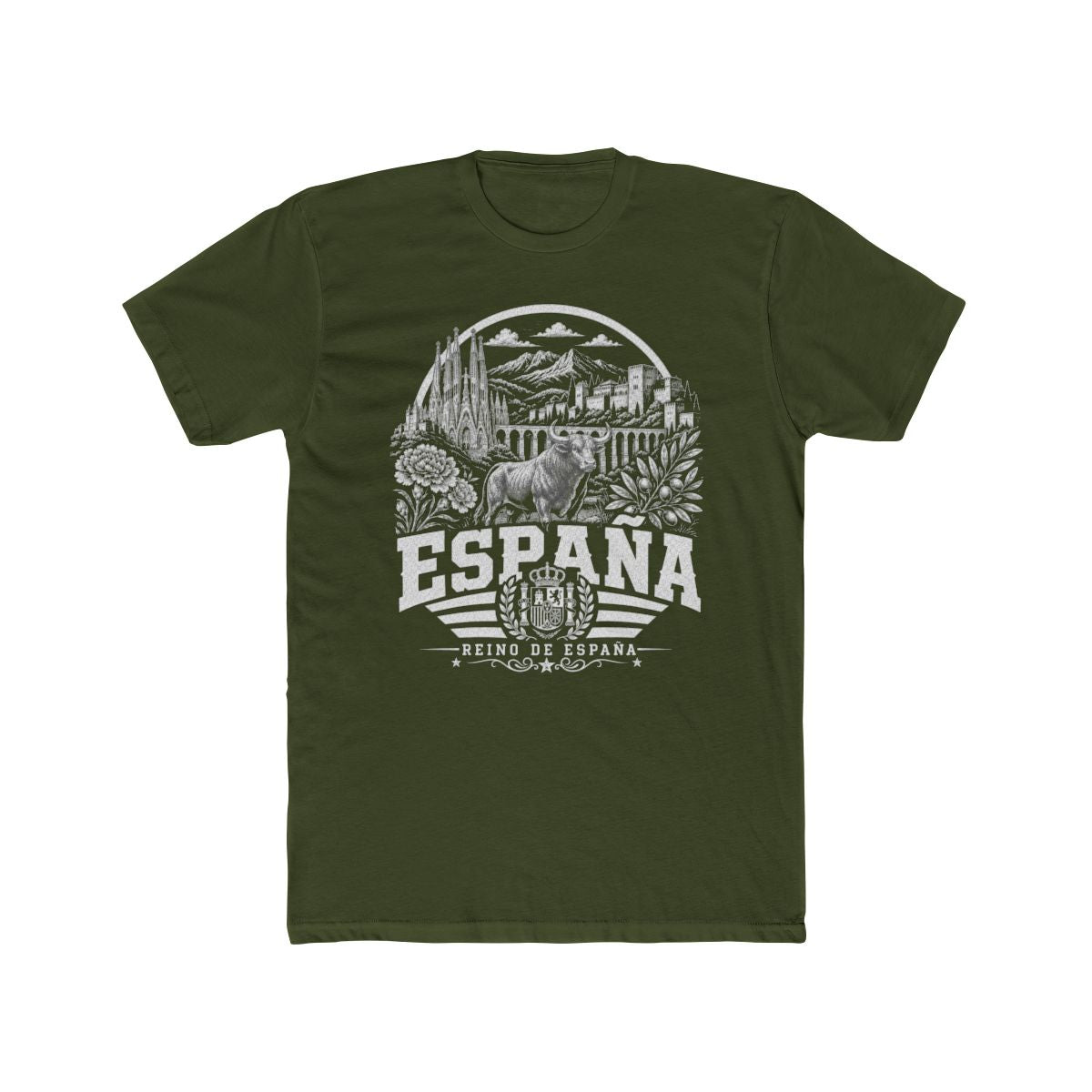 Spain Men's Tee — Solid Military Green