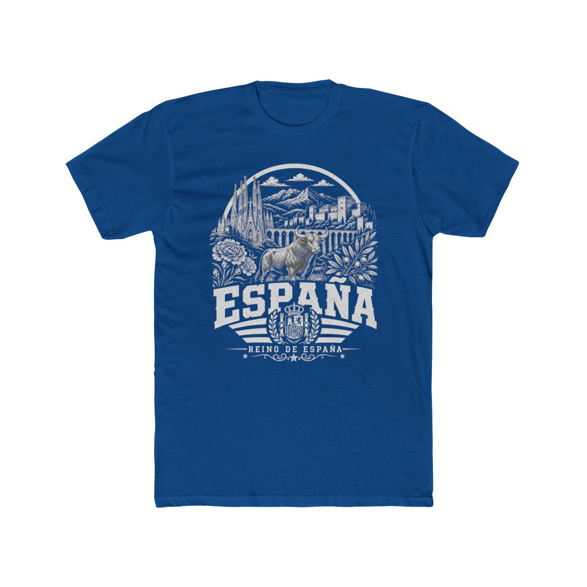 Spain Men's Tee — Solid Cool Blue