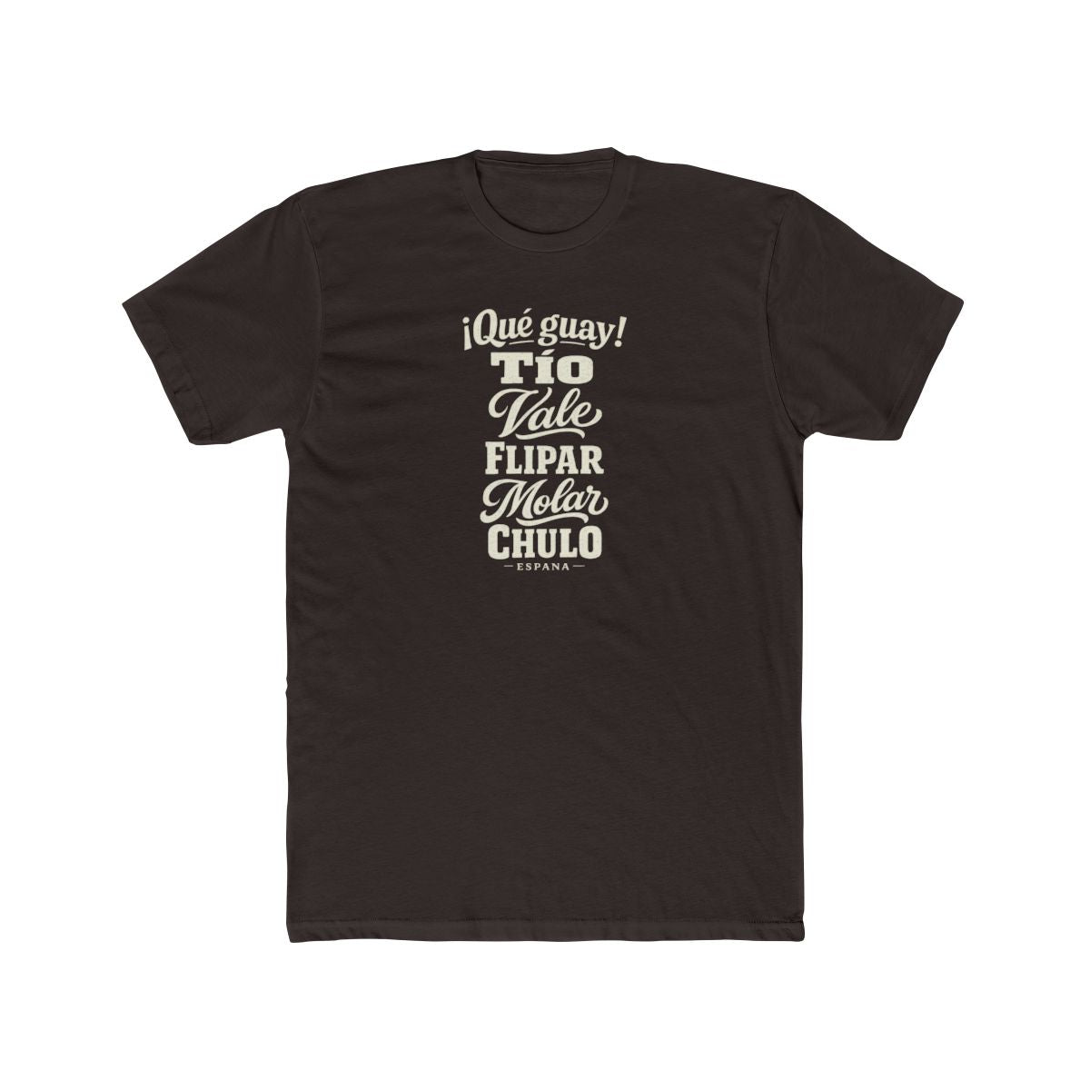 Spain local slang men's tee — typographic sayings design | Nameshi Destinations (view 1)