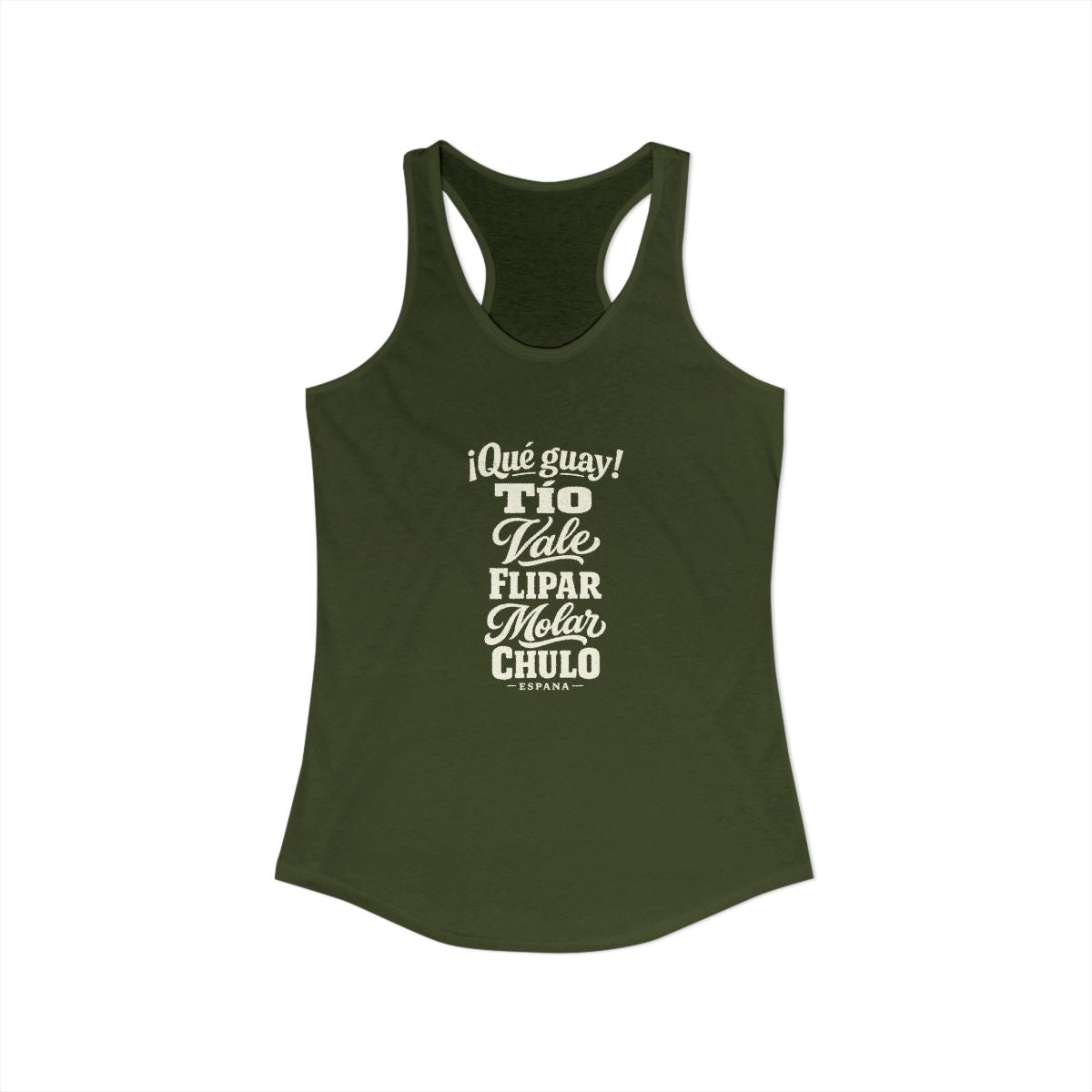 Spain local slang women's tank top — typographic sayings design | Nameshi Destinations (view 11)