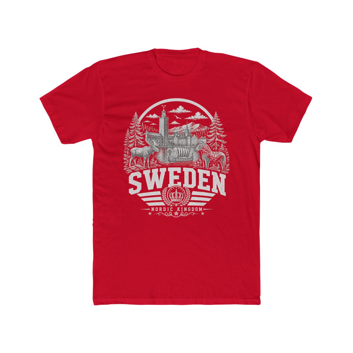 Sweden Men's Tee — Solid Red