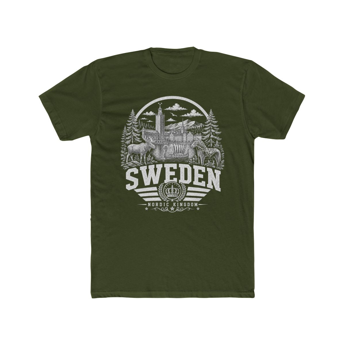 Sweden Men's Tee — Solid Military Green