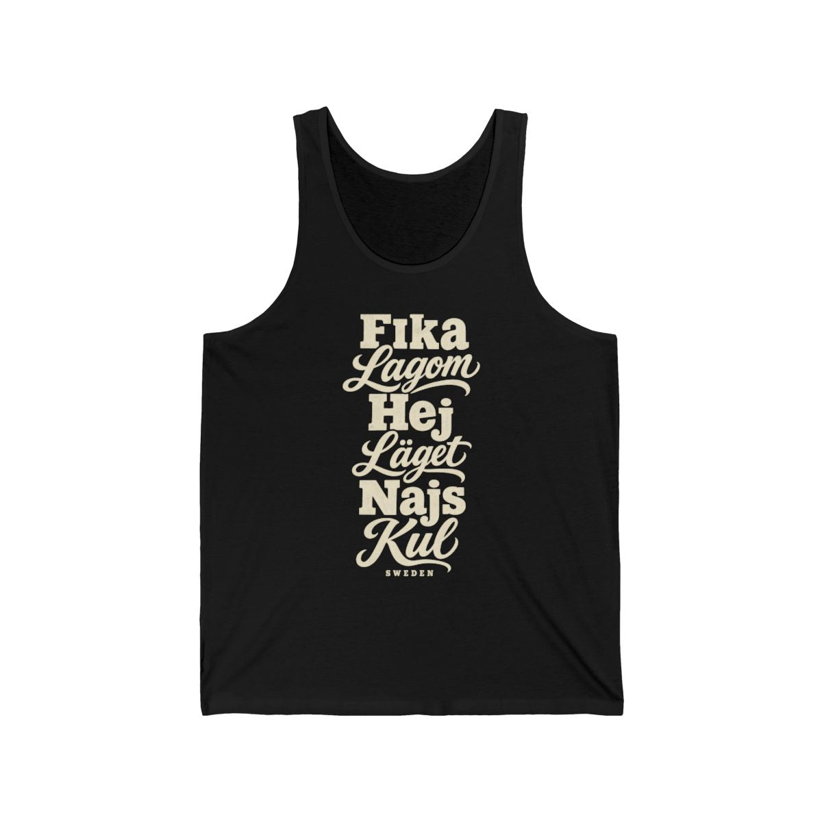 Sweden local slang men's tank top — typographic sayings design | Nameshi Destinations (view 3)