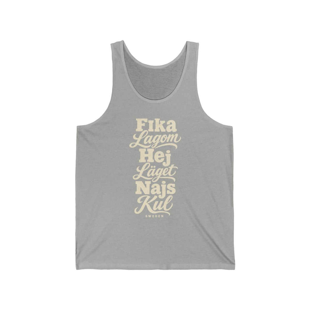 Sweden local slang men's tank top — typographic sayings design | Nameshi Destinations (view 1)