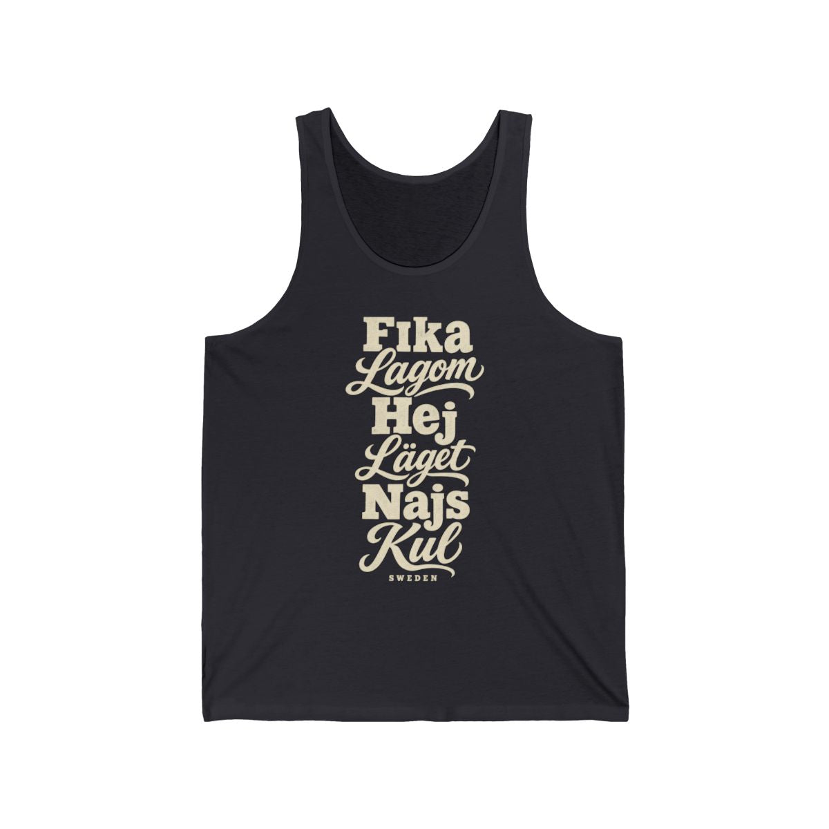 Sweden local slang men's tank top — typographic sayings design | Nameshi Destinations (view 5)