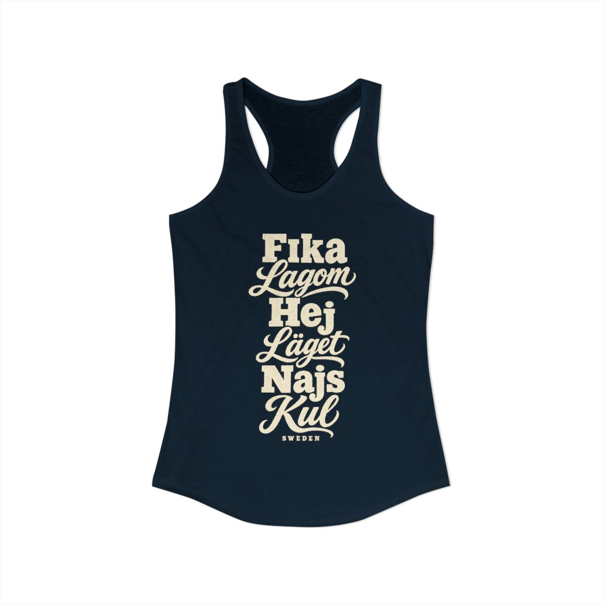 Sweden local slang women's tank top — typographic sayings design | Nameshi Destinations (view 9)