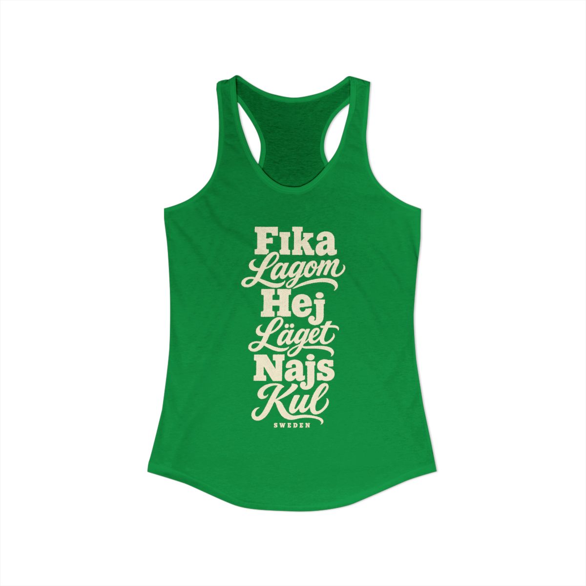 Sweden local slang women's tank top — typographic sayings design | Nameshi Destinations (view 7)