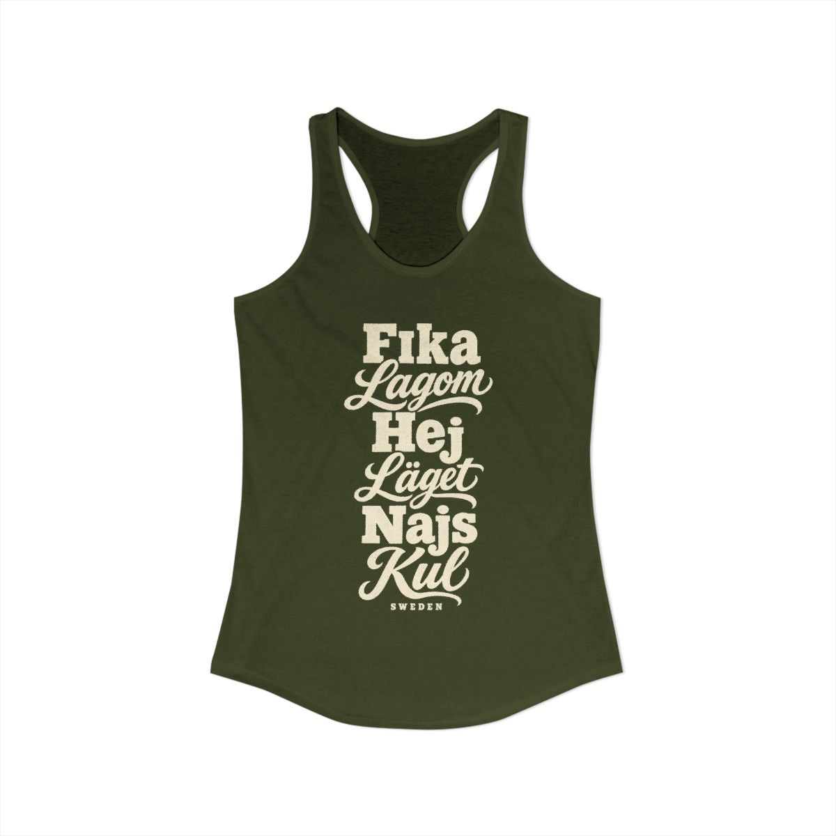 Sweden local slang women's tank top — typographic sayings design | Nameshi Destinations (view 11)
