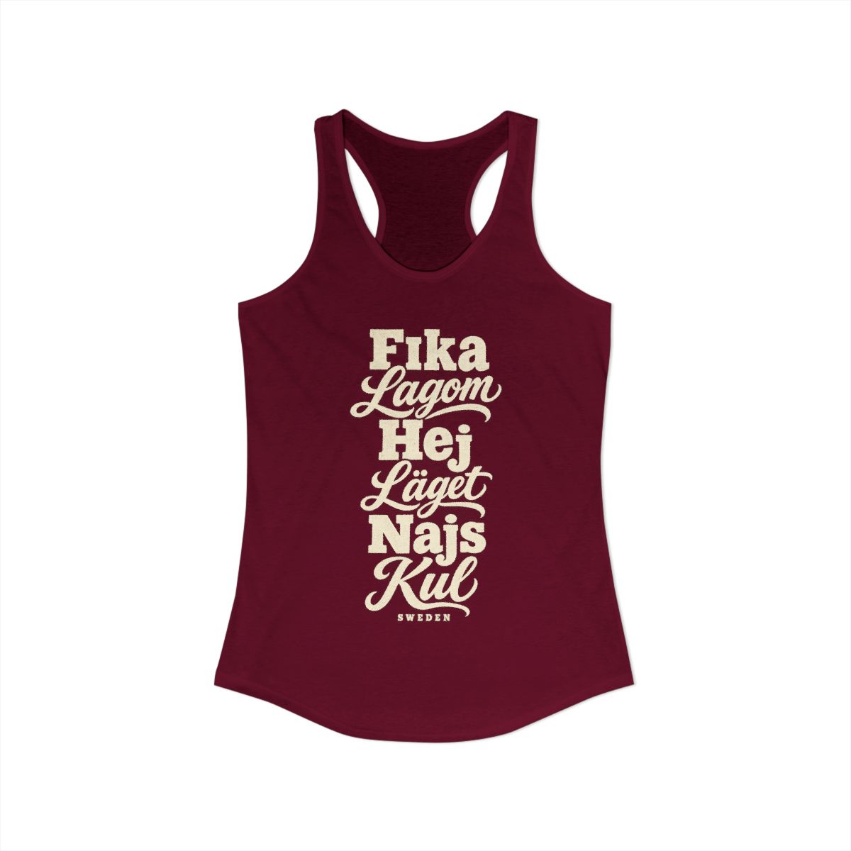 Sweden local slang women's tank top — typographic sayings design | Nameshi Destinations (view 27)
