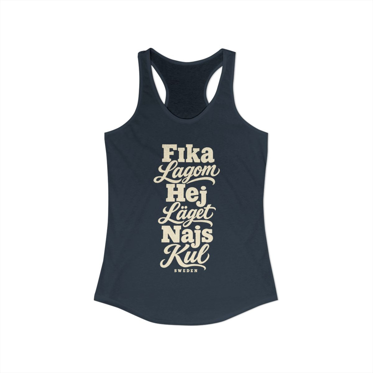 Sweden local slang women's tank top — typographic sayings design | Nameshi Destinations (view 5)