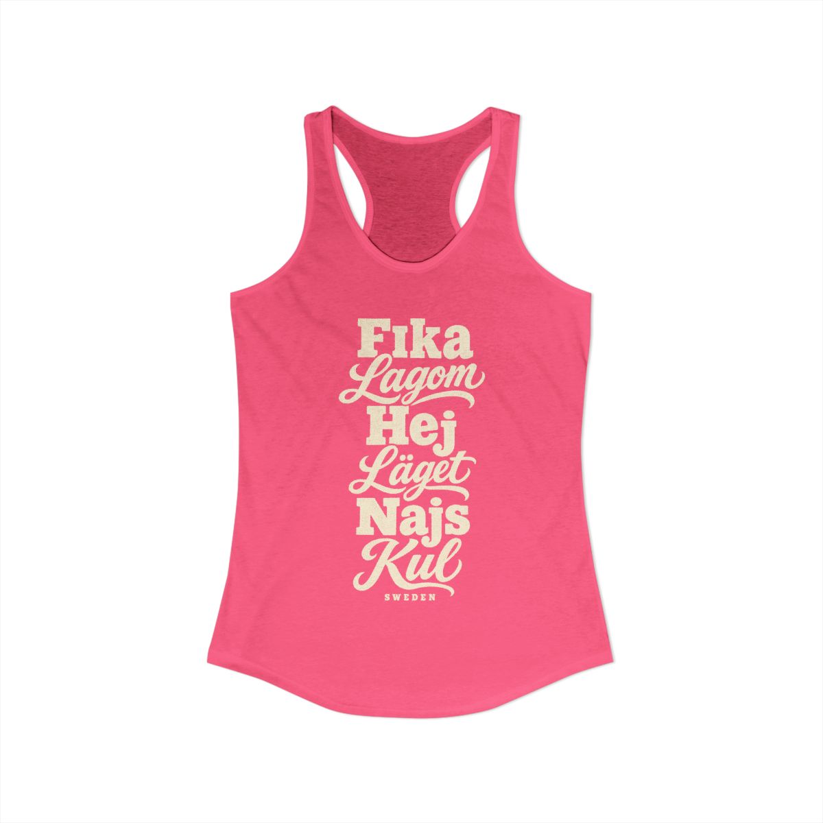 Sweden local slang women's tank top — typographic sayings design | Nameshi Destinations (view 3)