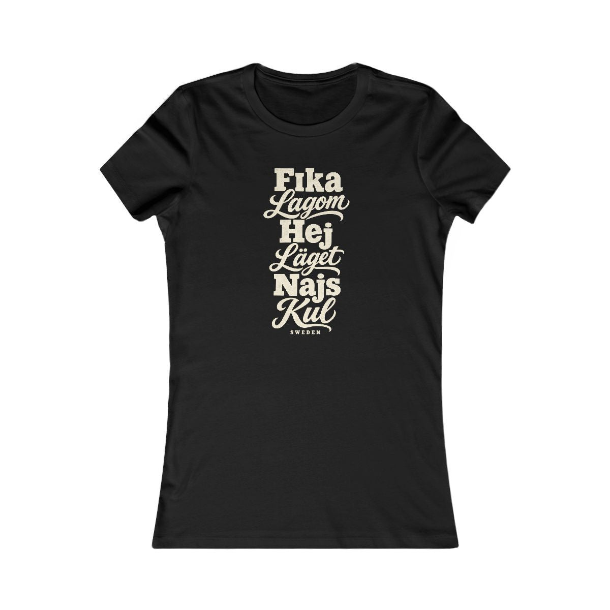 Sweden local slang women's tee — typographic sayings design | Nameshi Destinations (view 1)