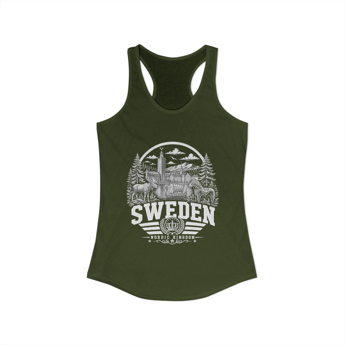 Sweden Women's Tank Top — Solid Military Green (front)