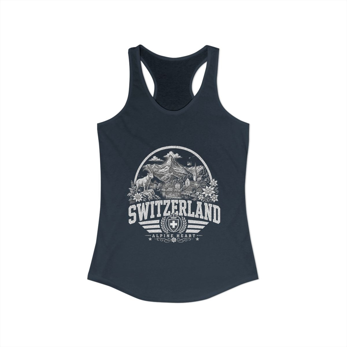 Switzerland Women's Tank Top — Solid Indigo (front)