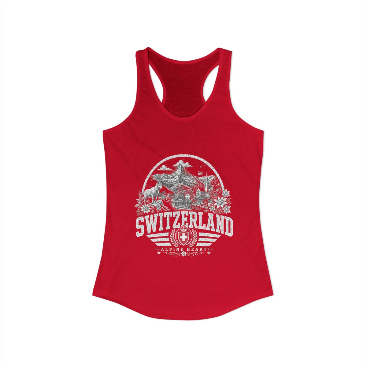 Switzerland Women's Tank Top — Solid Red (front)