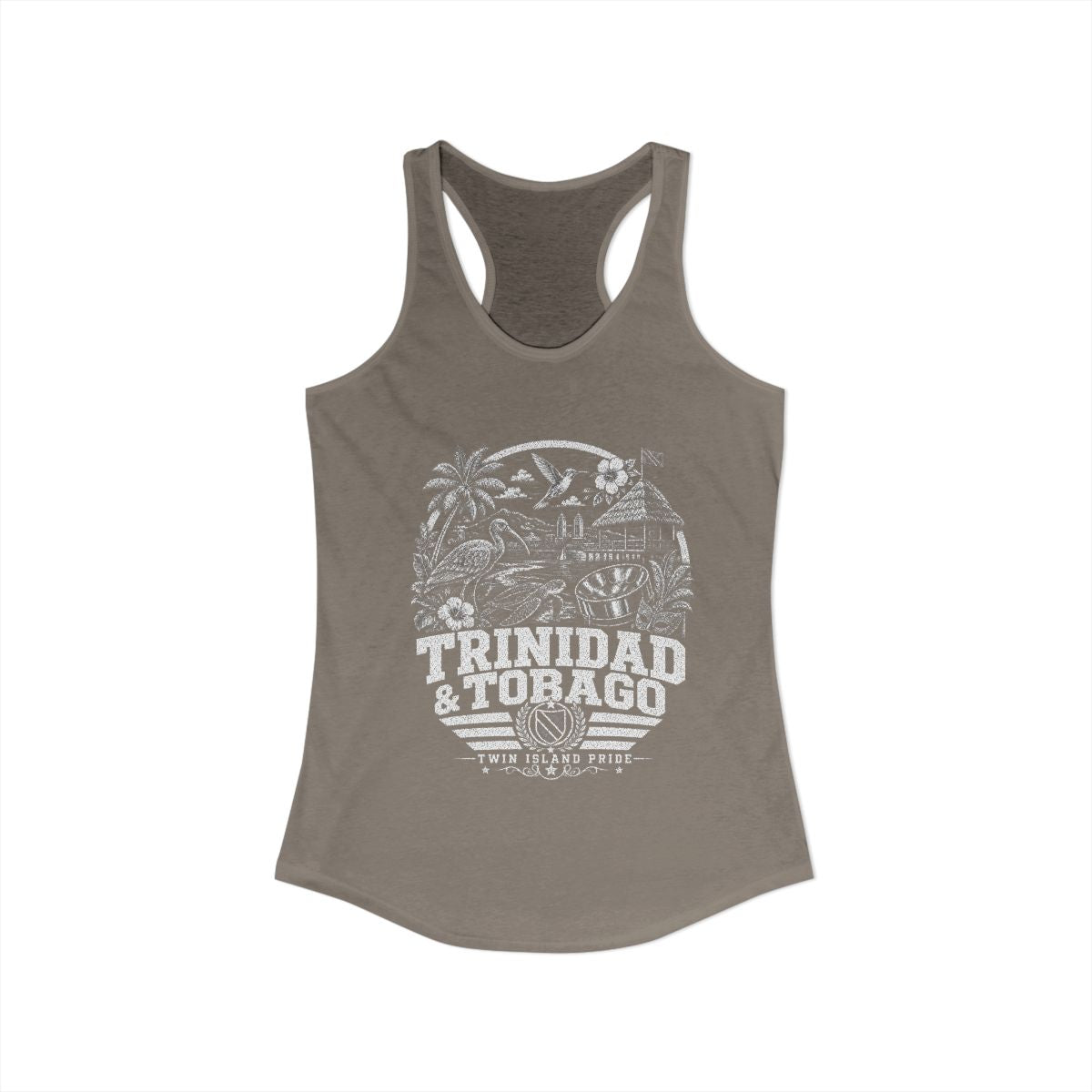 Trinidad y Tobago Women's Tank Top — Solid Warm Gray (front)