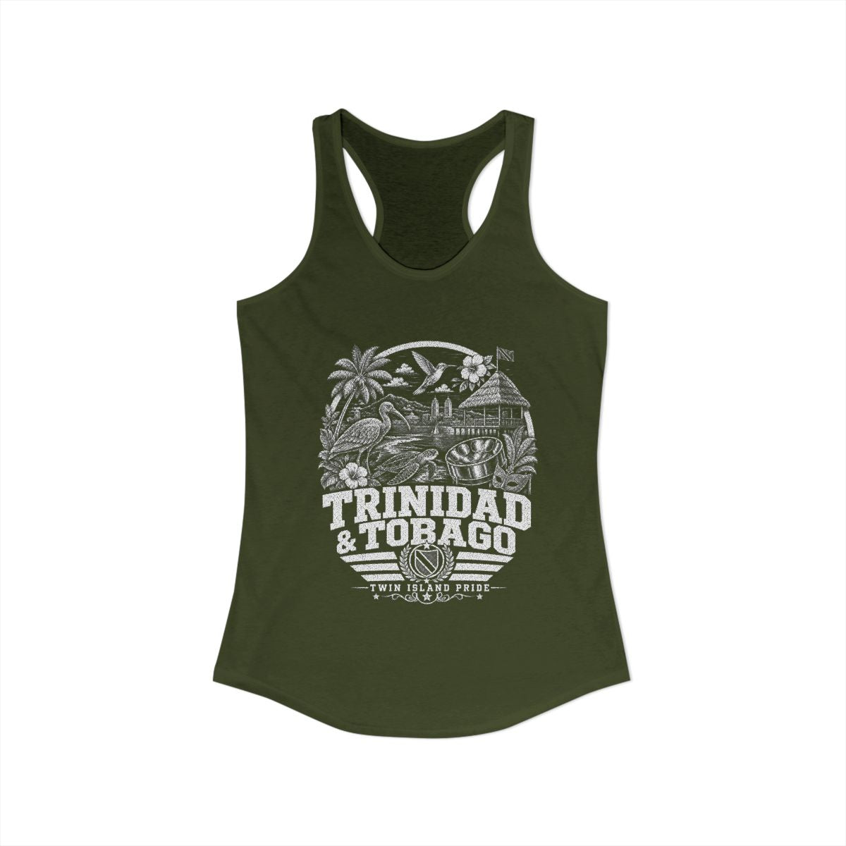 Trinidad y Tobago Women's Tank Top — Solid Military Green (front)