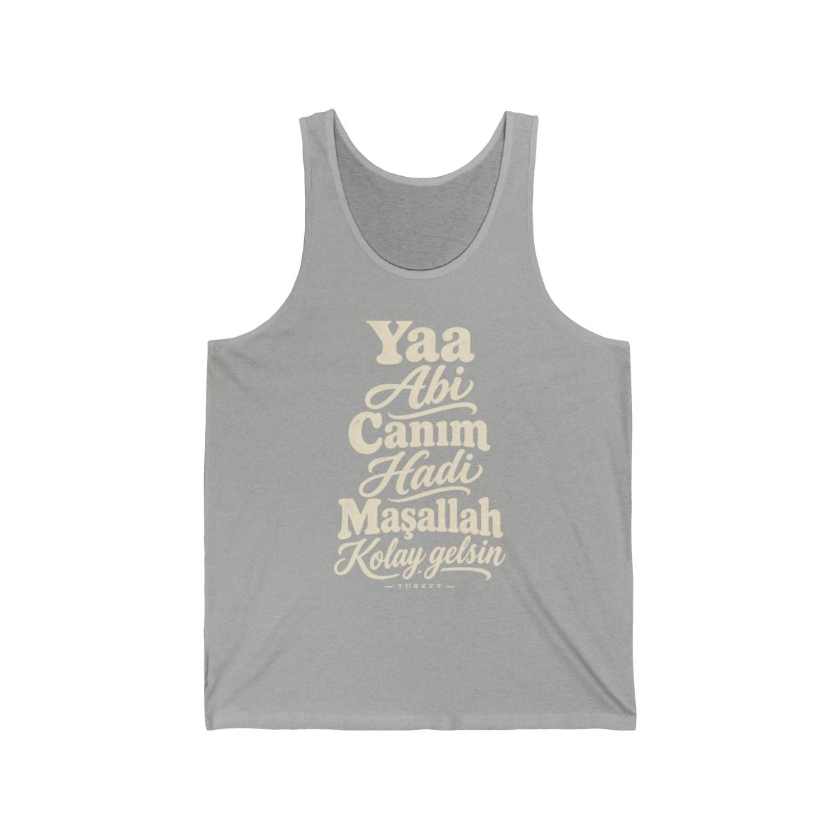 Turkey local slang men's tank top — typographic sayings design | Nameshi Destinations (view 1)