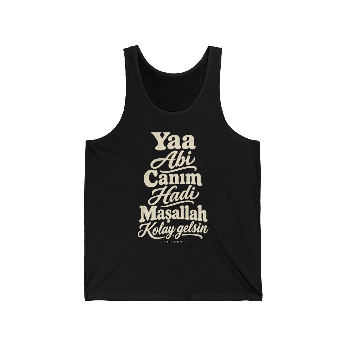 Turkey local slang men's tank top — typographic sayings design | Nameshi Destinations (view 3)